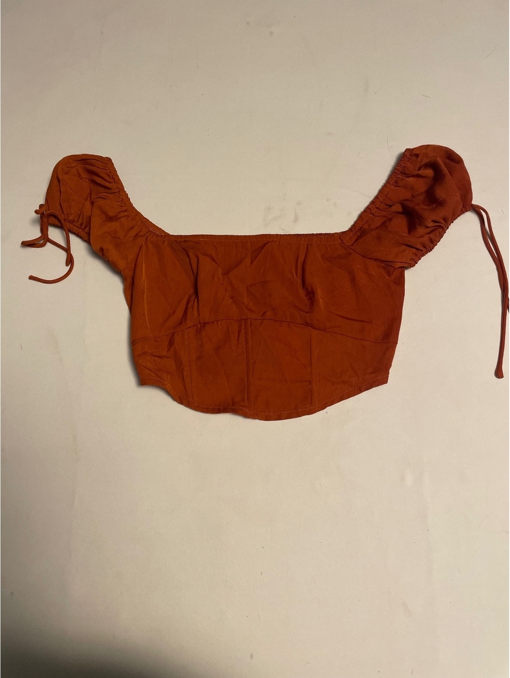 Francesca's Blue Rain Rust Orange Off-Shoulder Crop Top XS